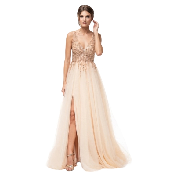 Bicici & Coty Dresses & Skirts - Bicici & Coty Rose Gold Sequins and Tulle Gown